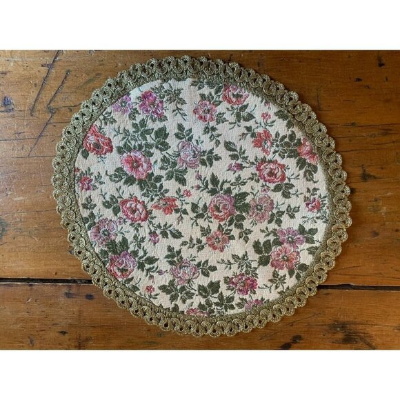 Vintage Group Muylle Belgium Tapestry 11" Round Chenille Doily - Picture 1 of 7